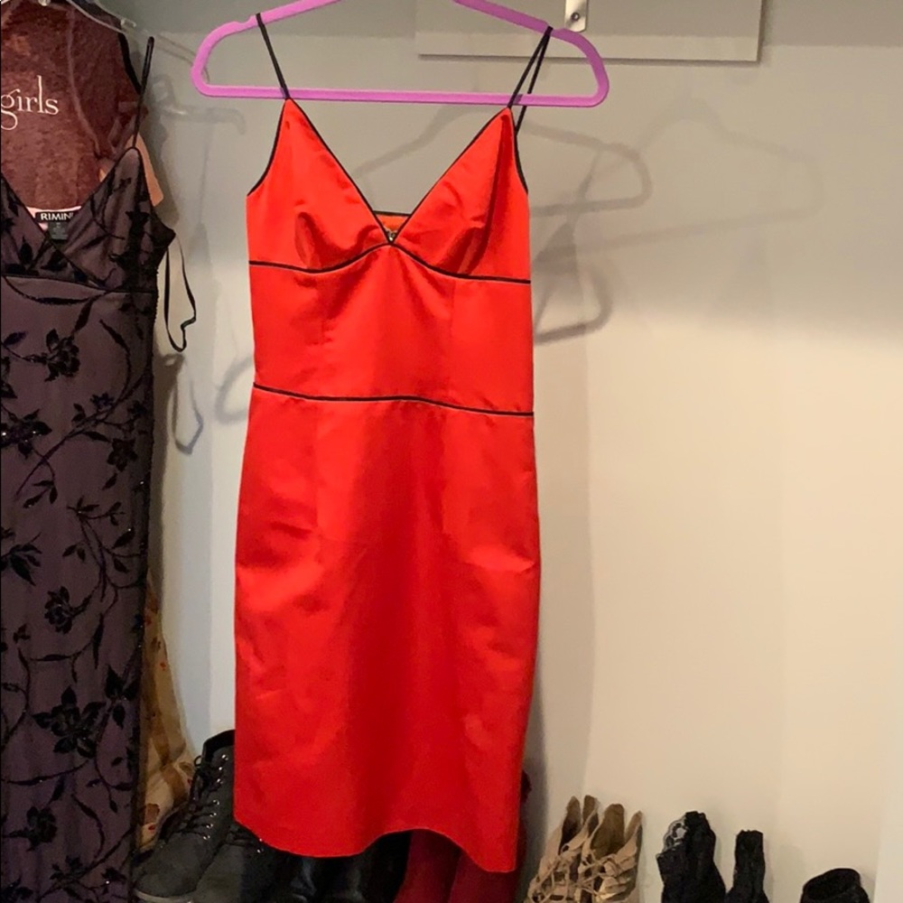 Gia & Co size 4 red w/ black piping cocktail dress